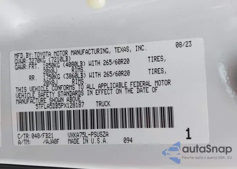 2023 Toyota Tundra Sr5 from USA, damaged, VIN 5TFLA5DB5PX128187